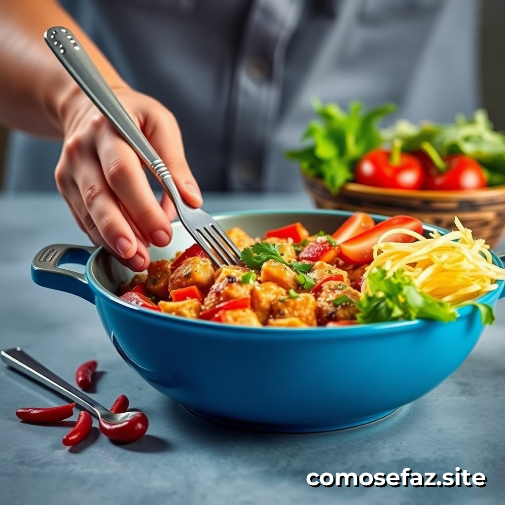 Preparando um Prato de Comida Saudável e Delicioso com Ingredientes de Estação