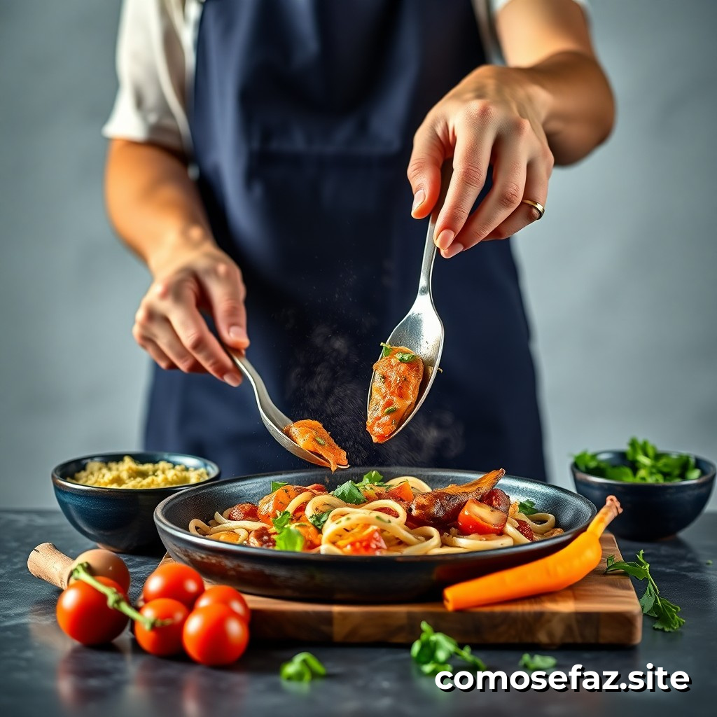 Preparando um prato de comida saudável e delicioso com ingredientes locais e sustentáveis