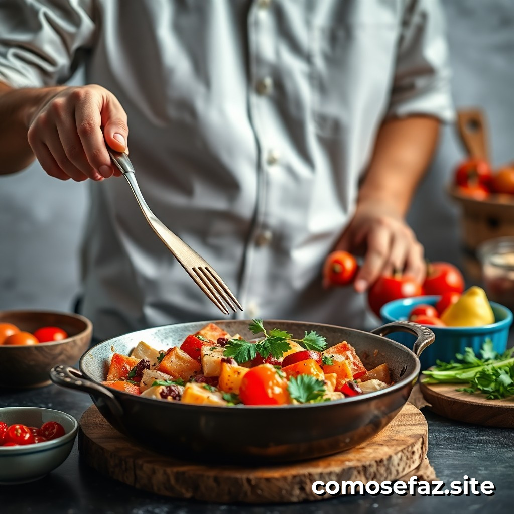 Preparando um Prato de Comida Saudável e Delicioso com Ingredientes Orgânicos e Locais