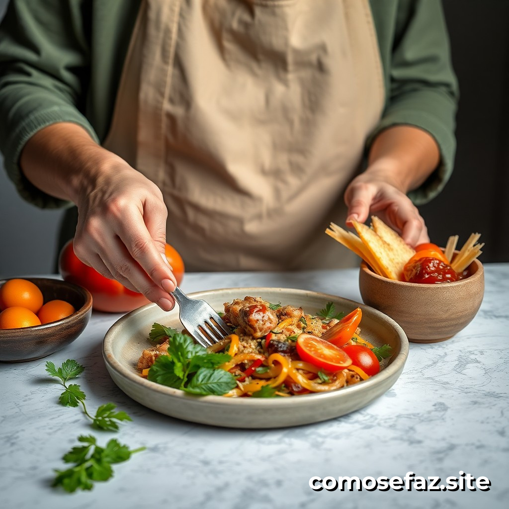 Preparando um prato de comida saudável e económica utilizando ingredientes de temporada e técnicas de cozimento eficientes