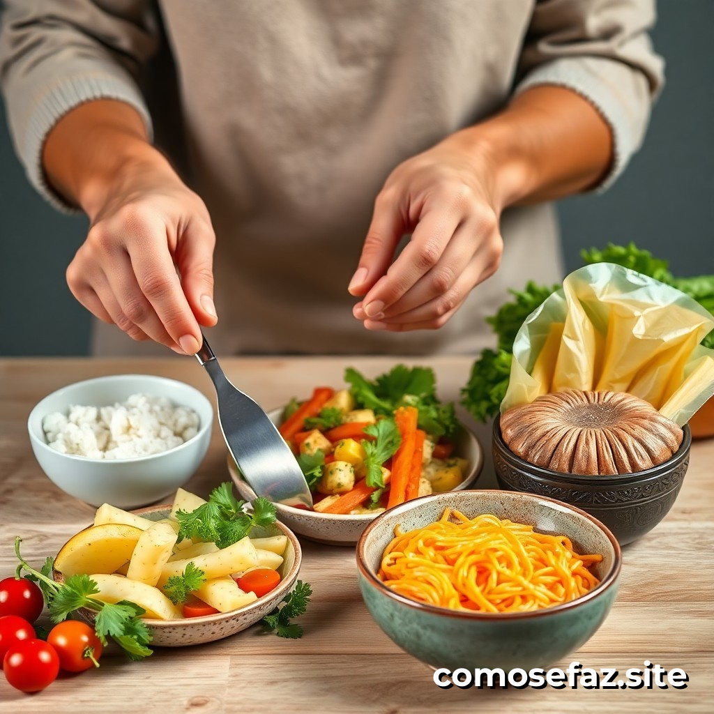 Preparando um prato de comida saudável e económica utilizando ingredientes em oferta