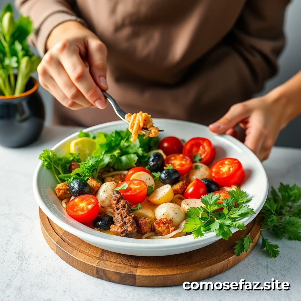 Preparando um prato de comida saudável e econômico com ingredientes da temporada