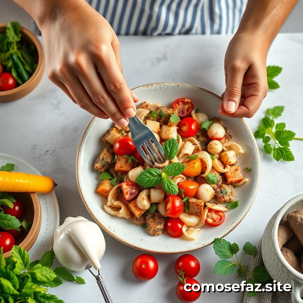 Preparando um prato de comida saudável e econômico utilizando ingredientes locais e estacionais