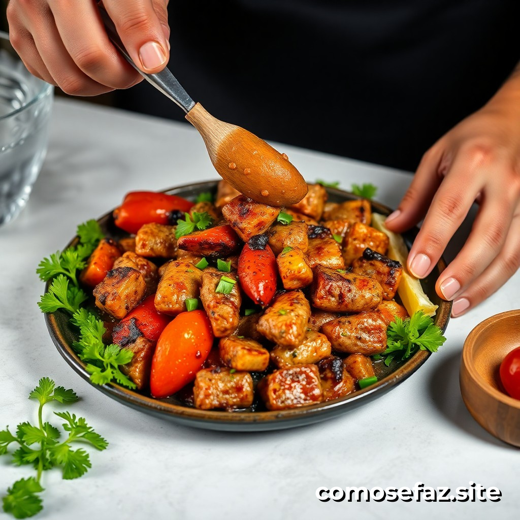 Preparando um prato de comida saudável e fácil para uma refeição noturna