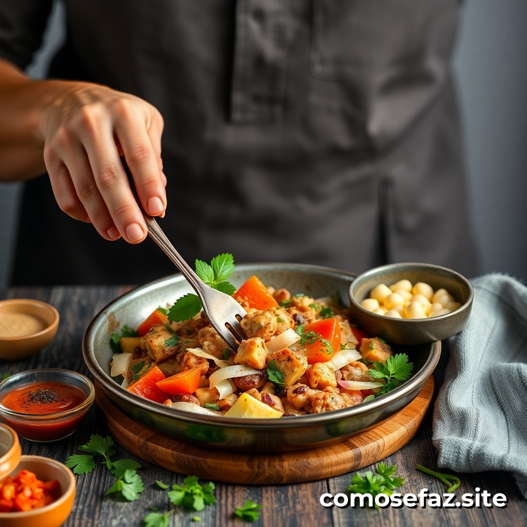 Preparando um Prato de Comida Saudável e Rápida com Ingredientes de Estação