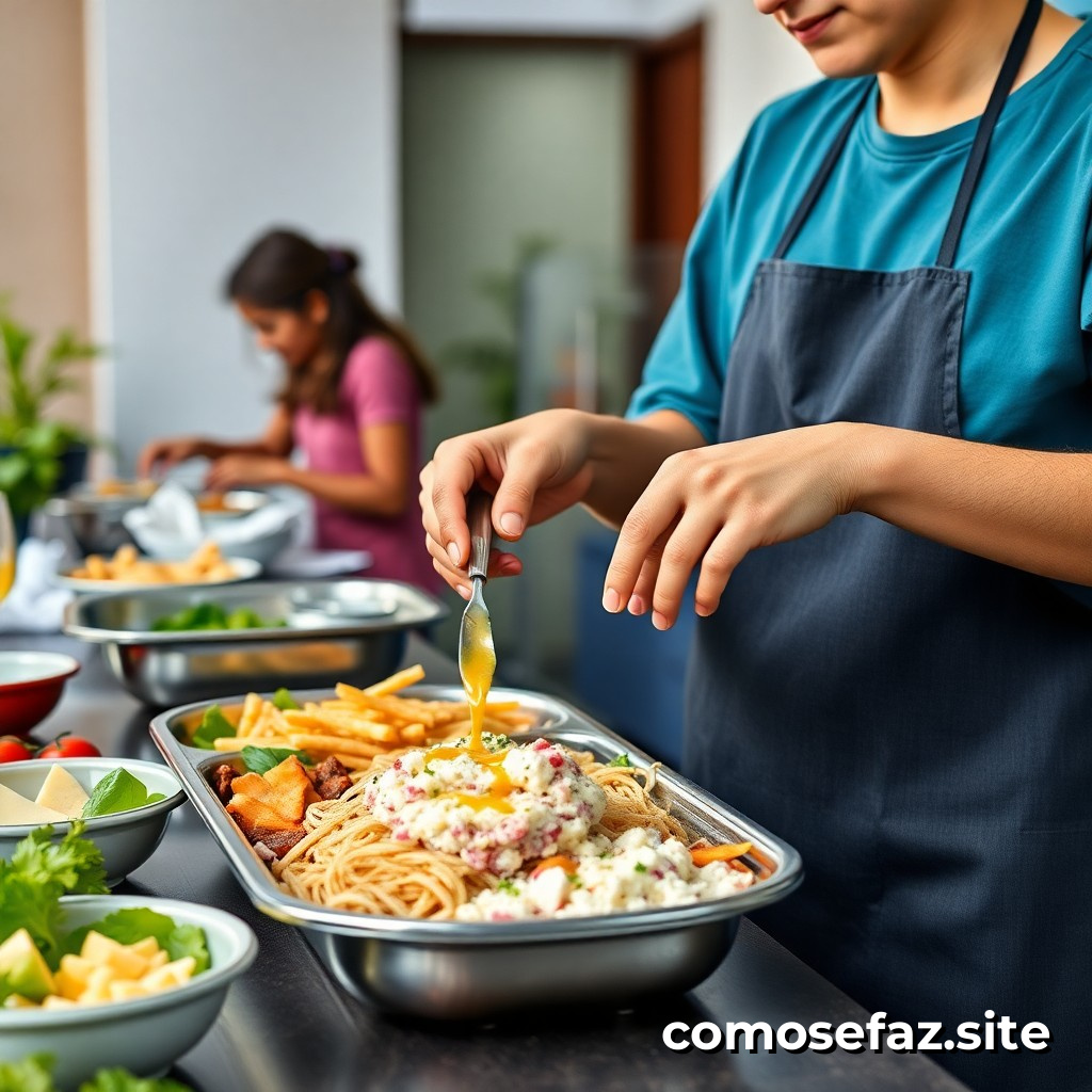 Preparando um prato de comida saudável e rápida para estudantes ocupados