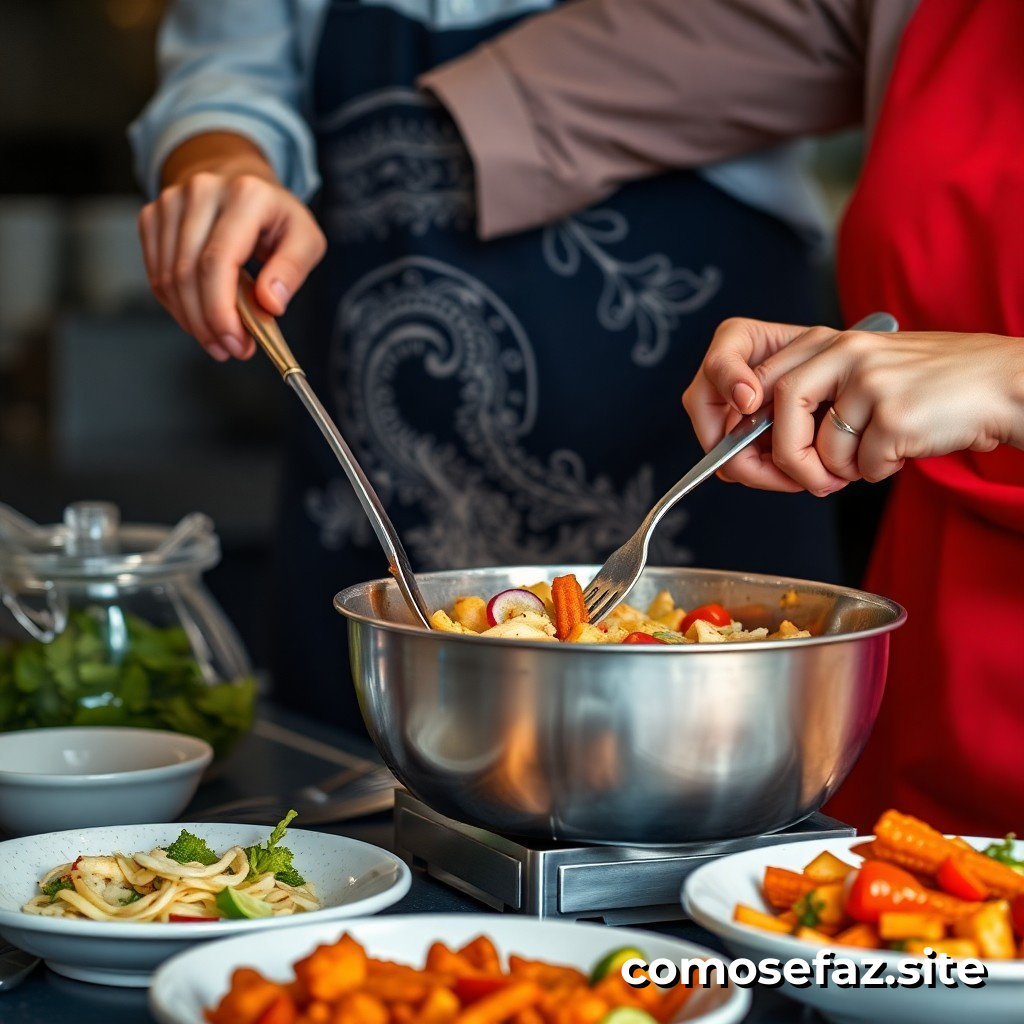 Preparando um prato de comida saudável e rápida para pessoas ocupadas