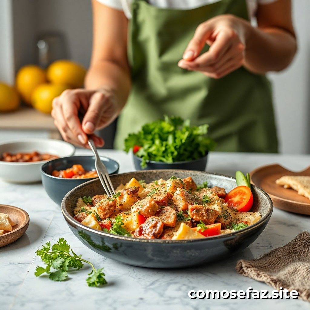 Preparando um prato de comida saudável e rápida para um lanche da tarde