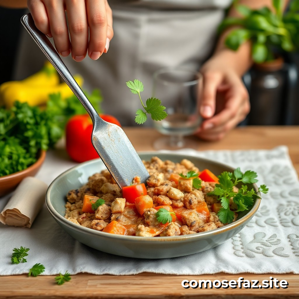 Preparando um prato de comida saudável e rápido com ingredientes de época