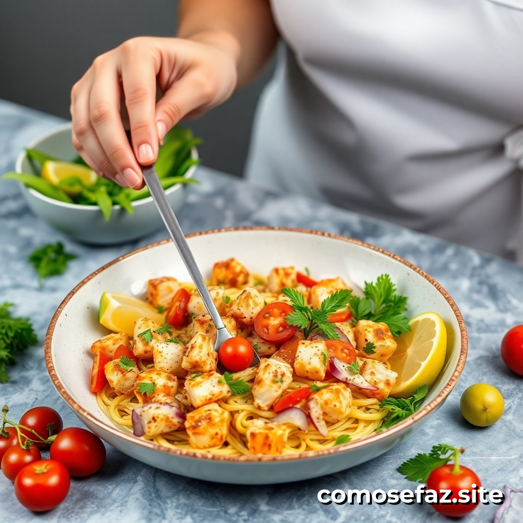 Preparando um Prato de Comida Saudável e Rápido com Ingredientes Frescos