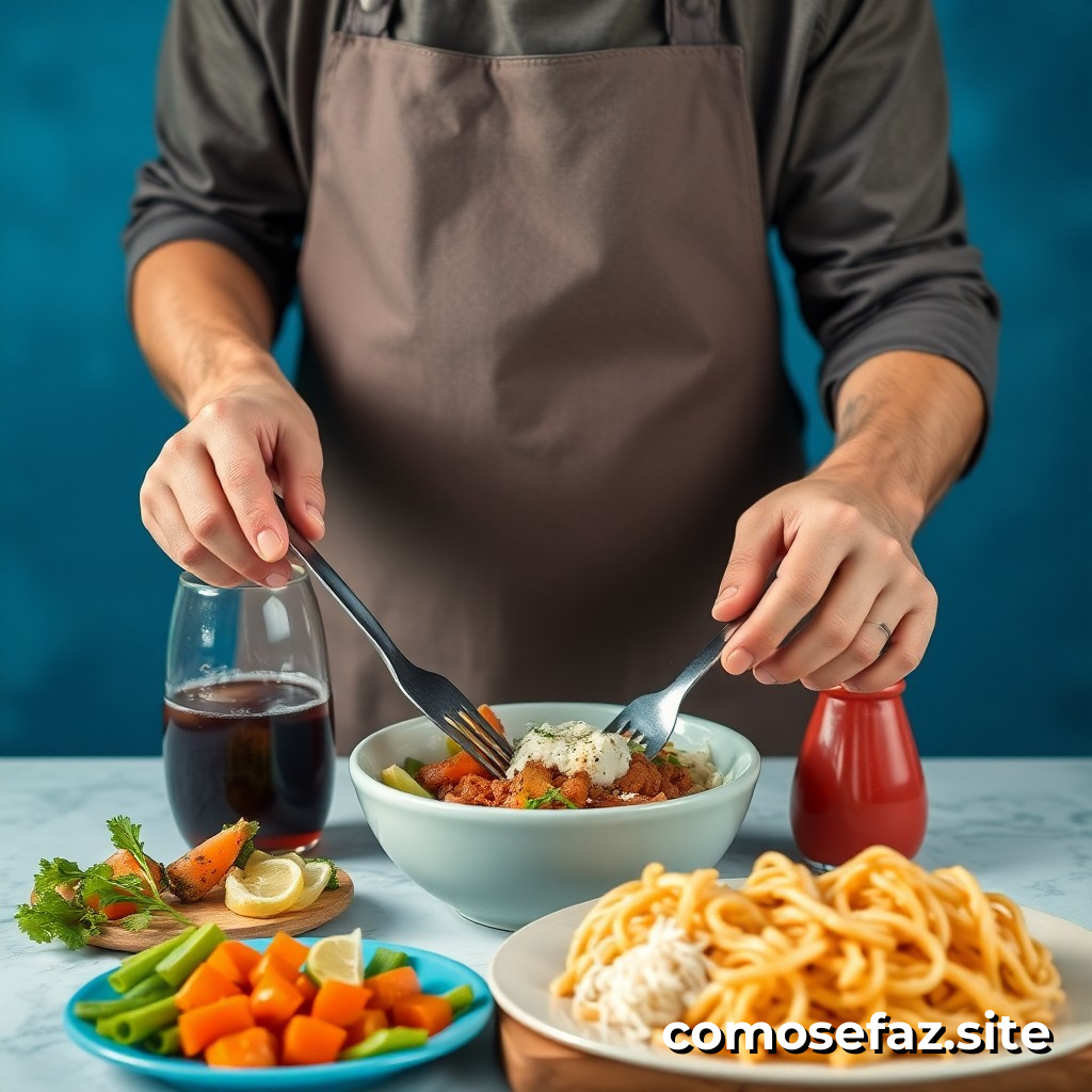 Preparando um Prato de Comida Saudável e Rápido para o Almoço de Trabalho