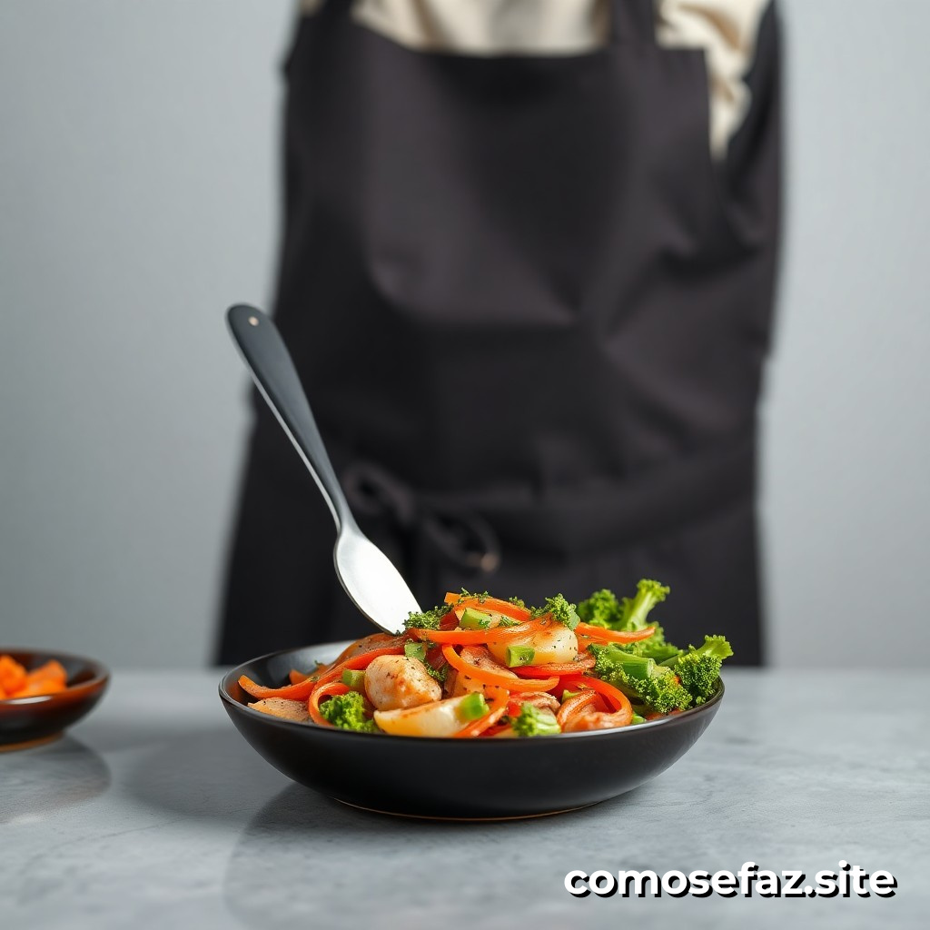 Preparando um prato de comida saudável e rápido para uma semana ocupada