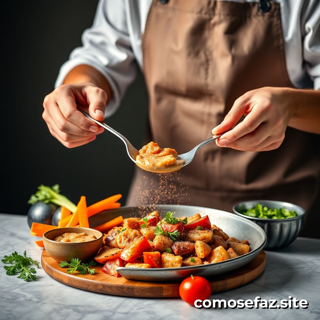 Preparando um Prato de Comida Saudável e Saboroso com Ingredientes de Estação e Técnicas de Cozinha Eficientes