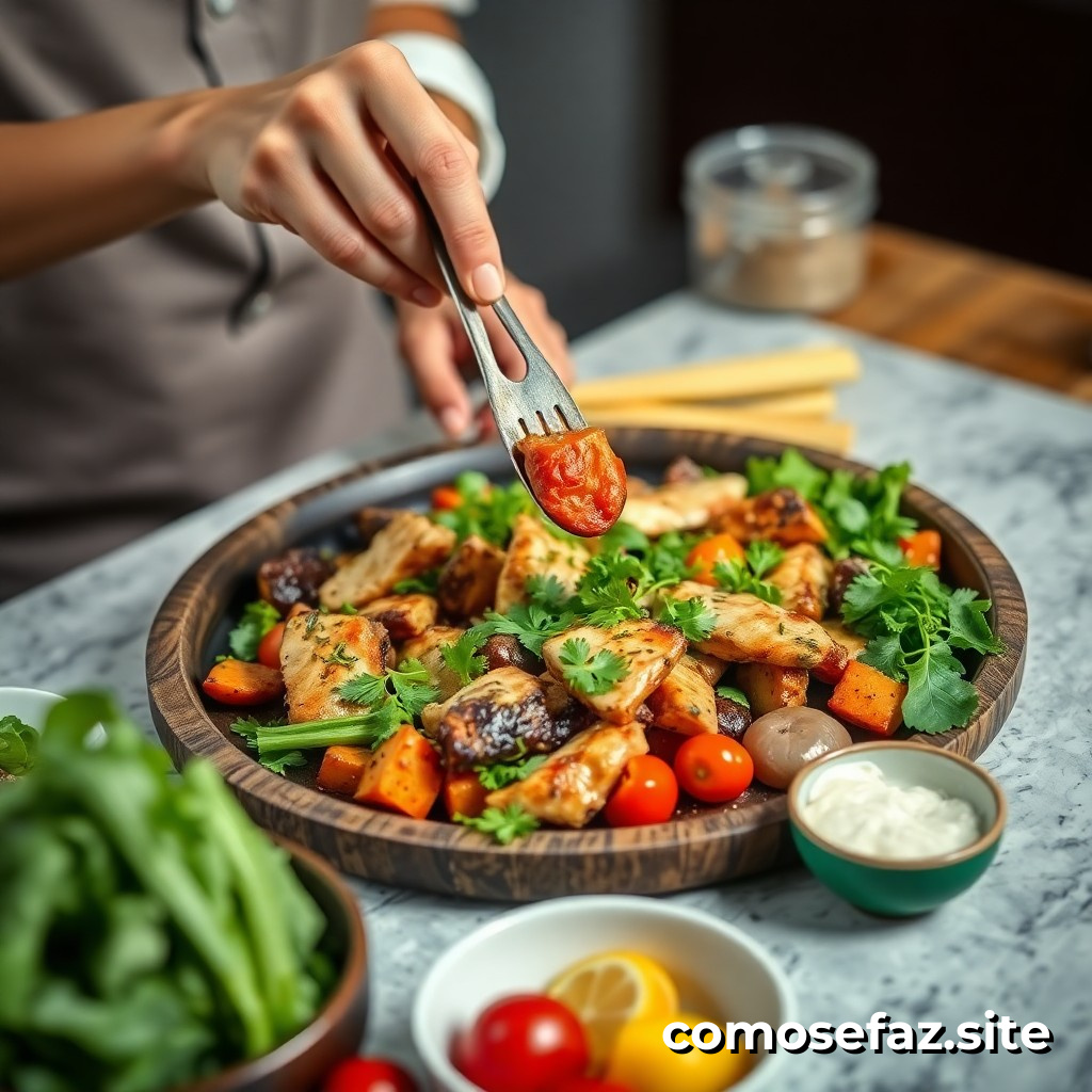 Preparando um Prato de Comida Saudável e Saboroso com Ingredientes Orgânicos e Locais