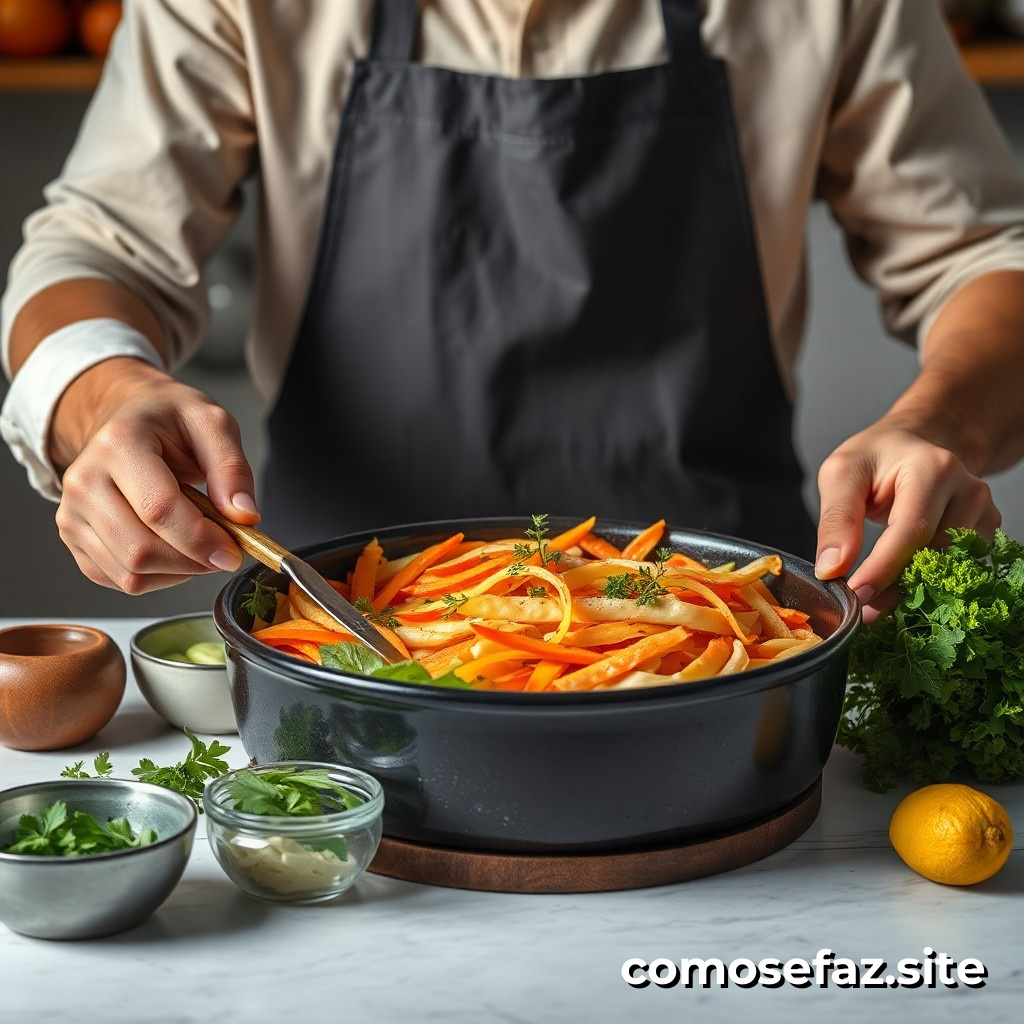 Preparando um Prato de Comida Saudável e Sustentável com Alimentos Orgânicos