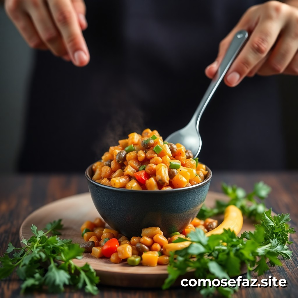 Preparando um Prato Saudável e Delicioso de Legumes Assados com Molho Caseiro