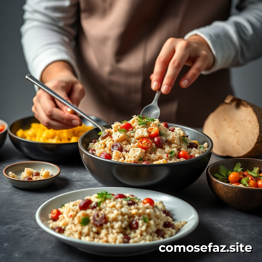 Preparando um Prato Saudável e Delicioso de Quinoa com Frango e Legumes