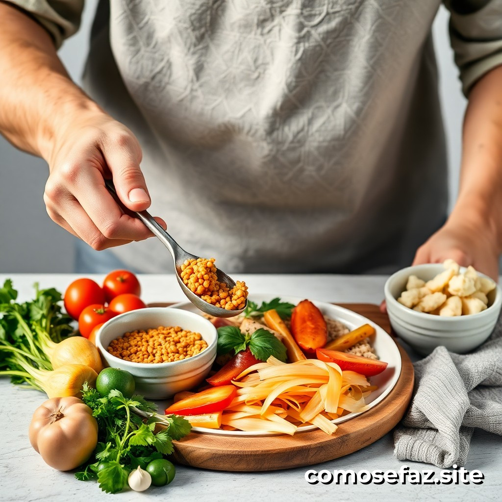 Preparando um prato saudável e econômico com ingredientes em promoção