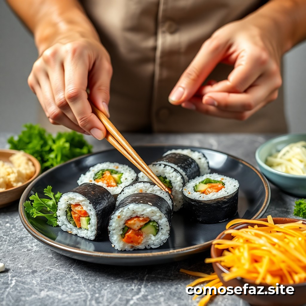 Preparando um sushi caseiro sem arroz japonês: uma alternativa criativa e deliciosa