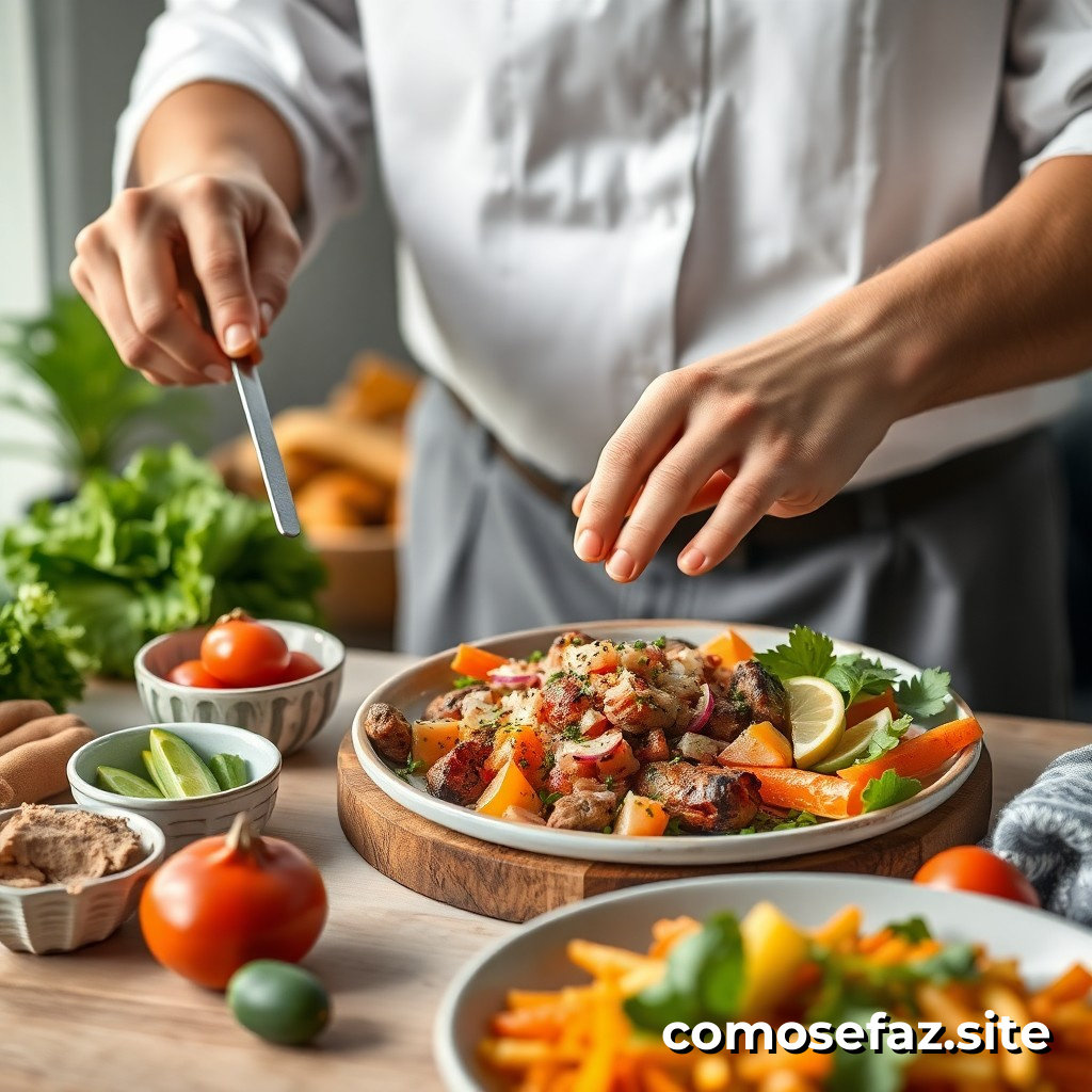 Preparando un Delicioso Plato de Comida Saludable con Ingredientes Locales y Estacionales