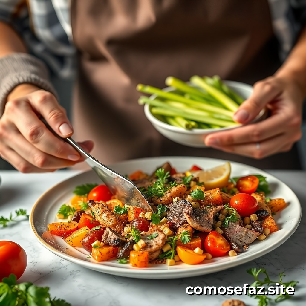 Preparando un delicioso plato de comida vegetariana con ingredientes de temporada y sin lácteos