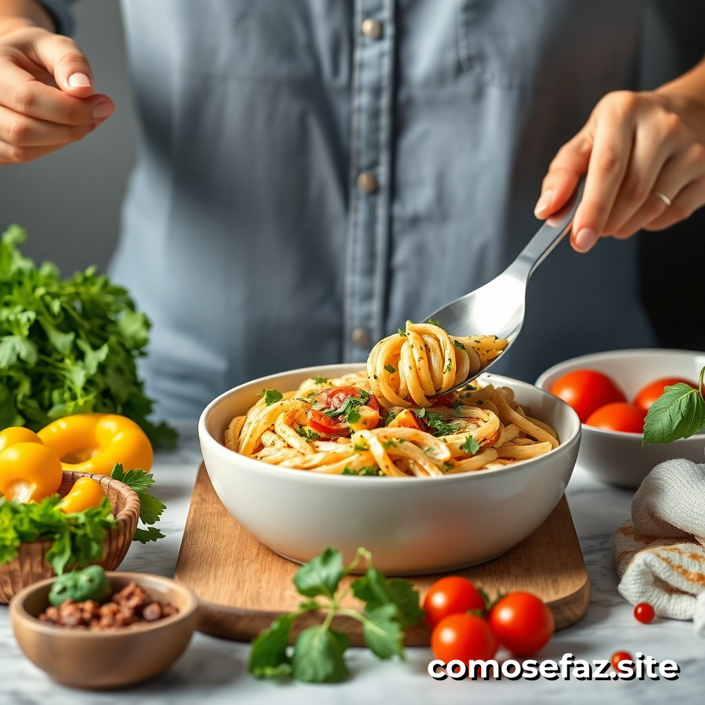 Preparando un Delicioso Prato de Comida Vegetariana con Ingredientes Frescos y Econômicos