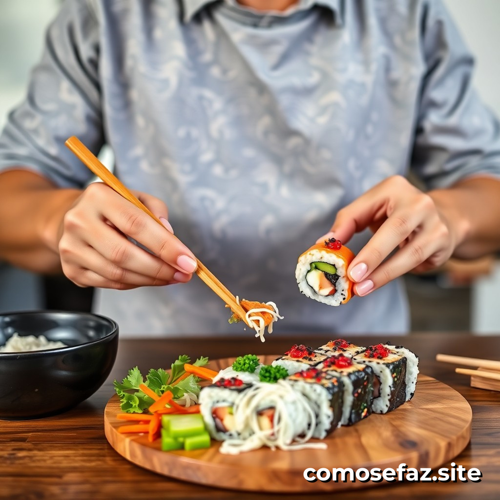Preparando un delicioso y saludable plato de sushi en casa