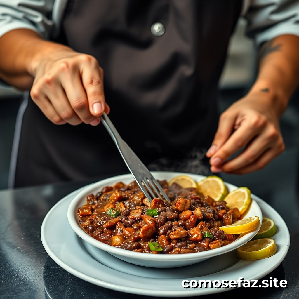 Preparando un plato de comida brasileña clásico: feijoada