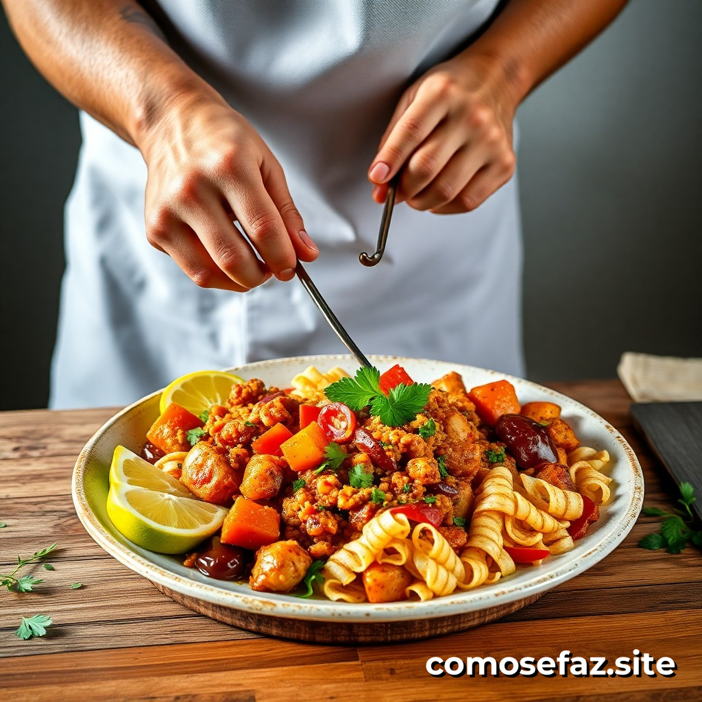 Preparando un plato de comida brasileña tradicional con ingredientes sustentables