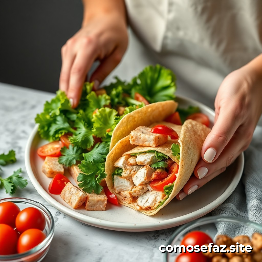 Preparando un plato de comida rápida y saludable: cómo hacer un wrap de pollo con ingredientes frescos