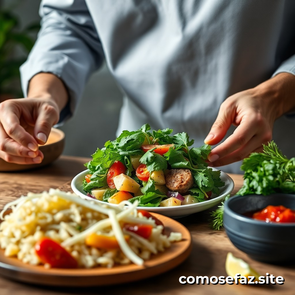 Preparando un plato de comida saludable y delicioso con ingredientes locales y sustentables