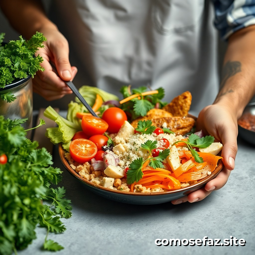 Preparando un plato de comida saludable y económica con ingredientes sostenibles