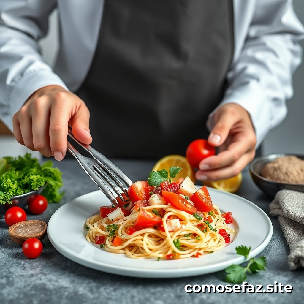 Preparando un plato de comida saludable y rápida con ingredientes de temporada y herramientas de cocina innovadoras