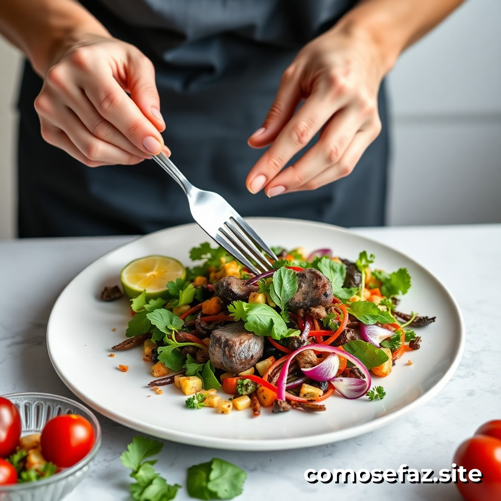 Preparando un plato de comida vegana para principiantes