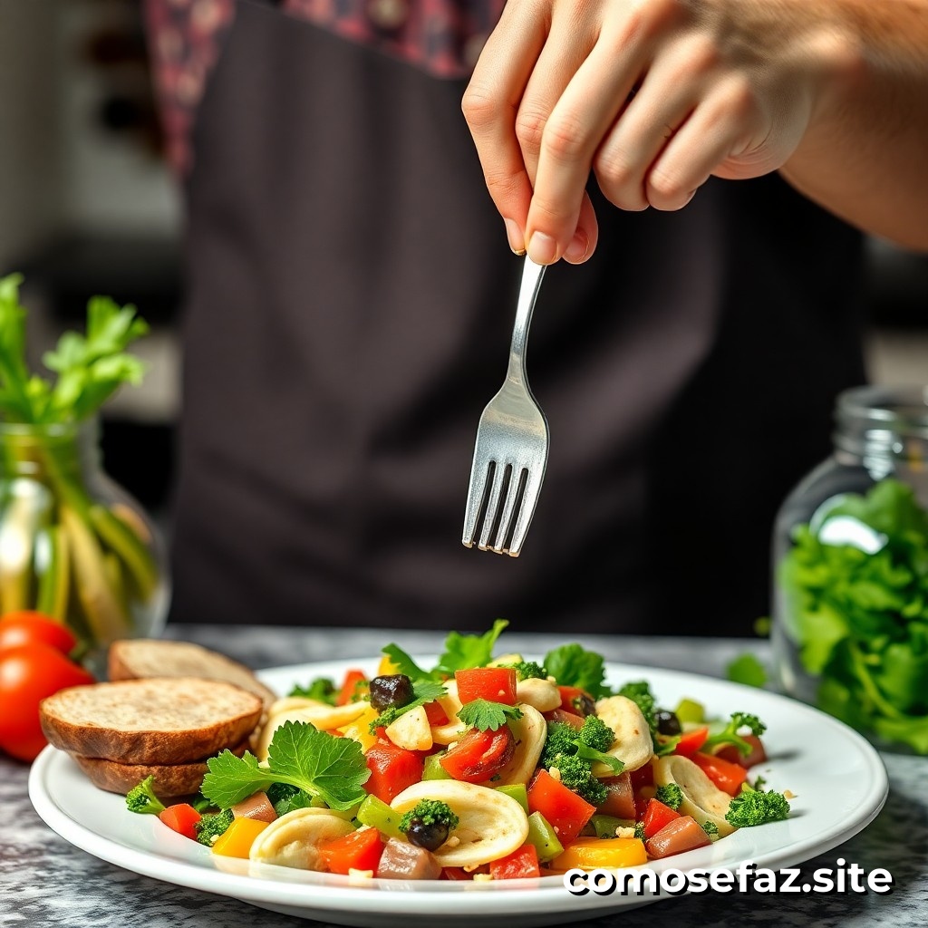 Preparando un plato de comida vegetariana fácil y rápida