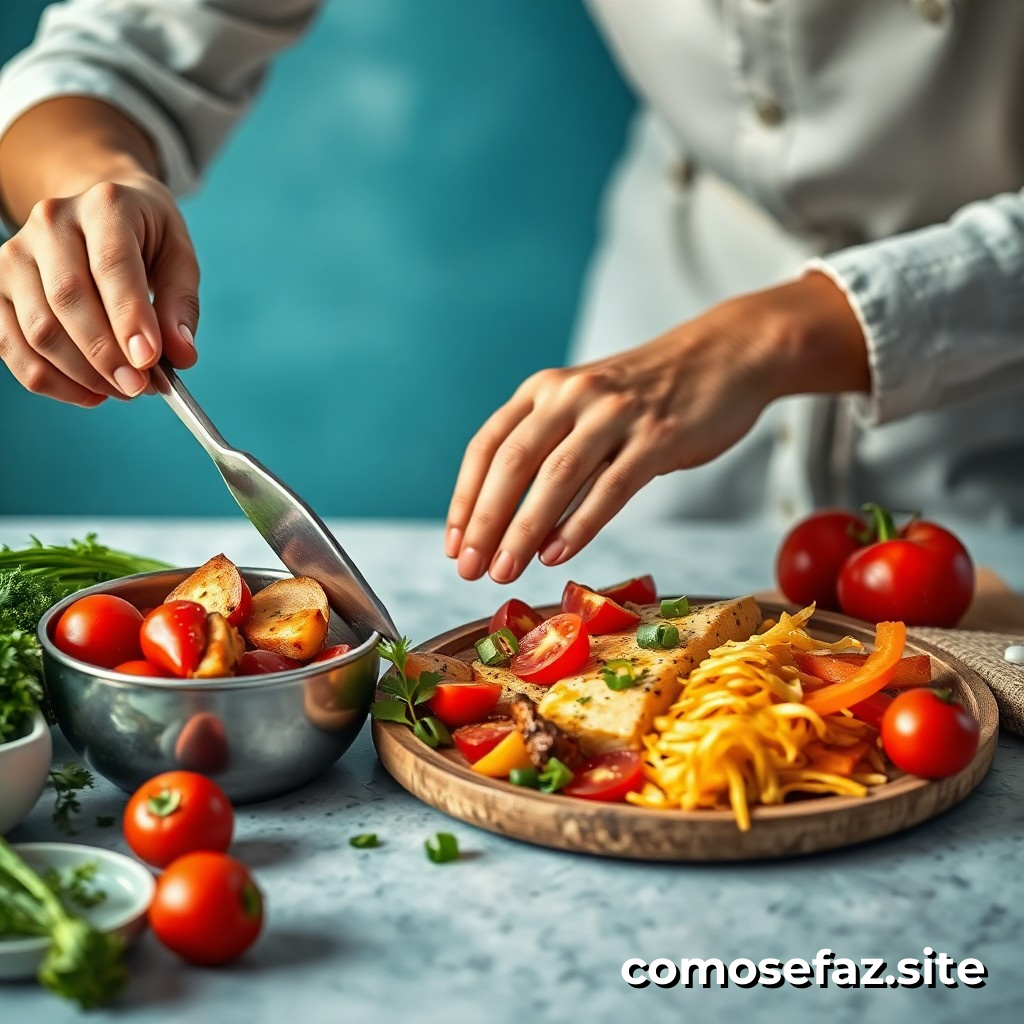 Preparando un prato de comida saludable y económica con ingredientes locales