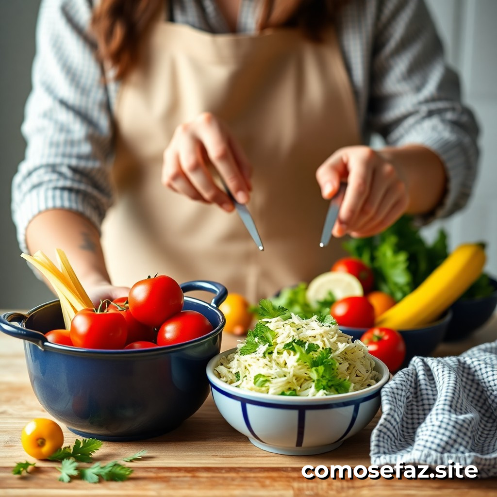 Preparando una comida saludable y económica para la semana utilizando ingredientes frescos y sazonales